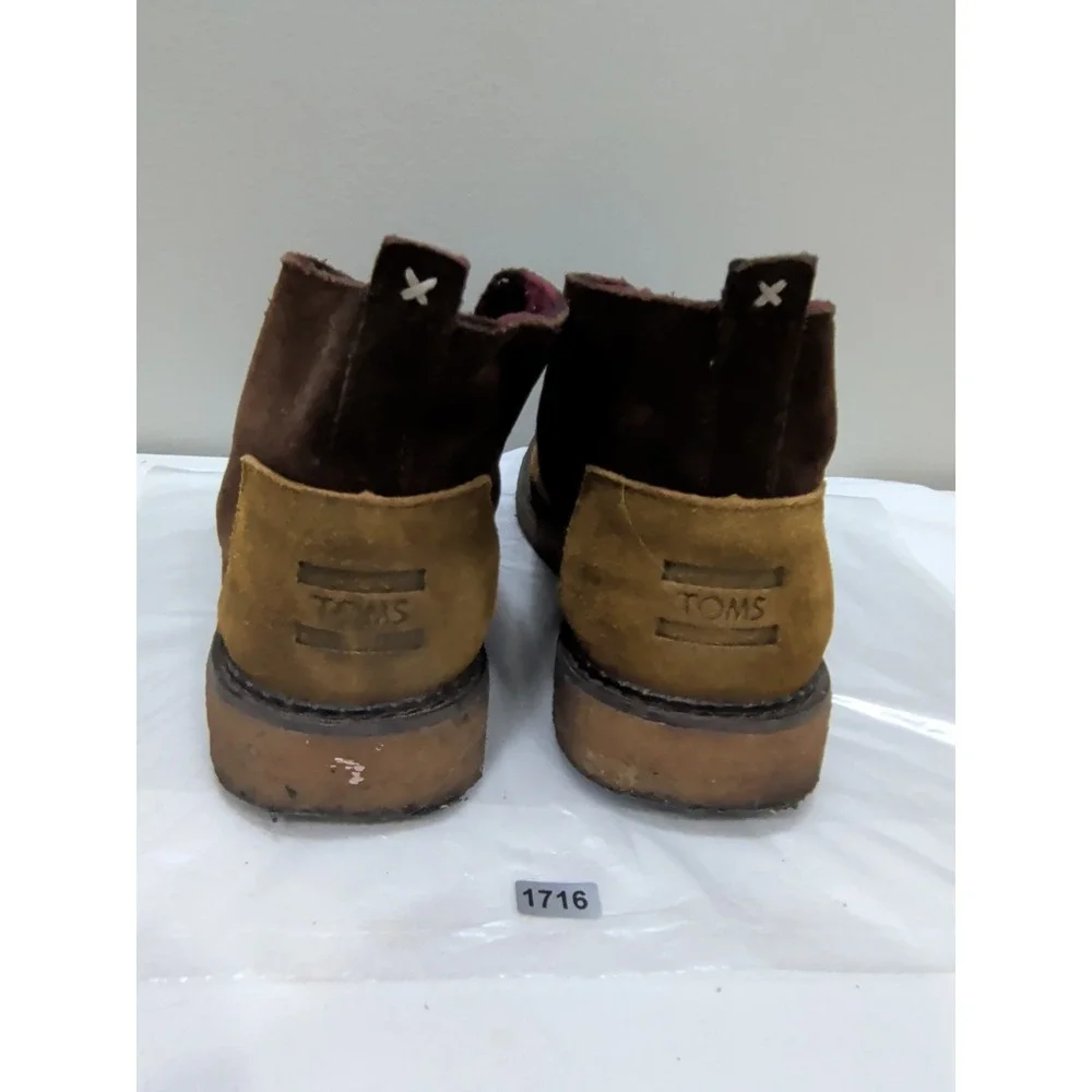 Toms Brown Suede Lace Up Chukka Boots Wedge men's Size 8.5